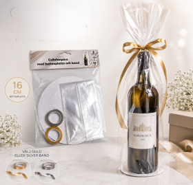 Cellofanp&aring;se med bottenplatta och band