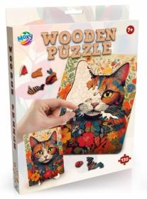 Tr&auml;pussel med dekorativa pusselbitar -Katt