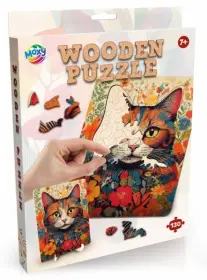 Tr&auml;pussel med dekorativa pusselbitar -Katt