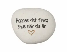 Sten med text "Snus"