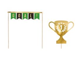 Cake topper i 2-pack pokal -fotbollsbanner