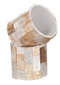 Servettring -P&auml;rlemo (Guld/Vit)