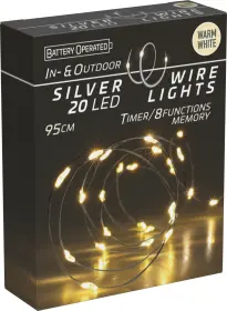 Ljusslinga silvertråd med timer 95 cm