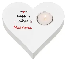Hj&auml;rtformad ljuslykta -V&auml;rldens b&auml;sta Mamma