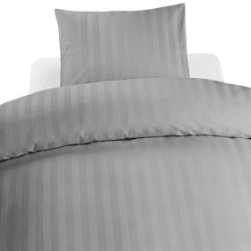 B&auml;ddset 2-delar hotellsatin (Ljusgr&aring;)