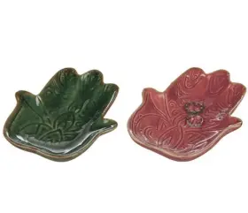 Sk&aring;l i keramik -Skyddande hand (Gr&ouml;n)