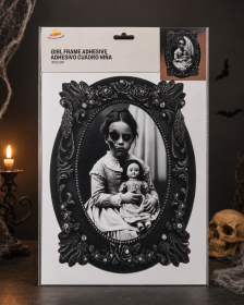Halloweensticker Flicka med docka