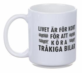 Porslinsmugg - Tr&aring;kiga bilar
