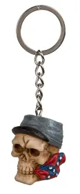 Nyckelring d&ouml;skalle (gr&aring; hatt)