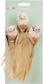 Dekorationsf&aring;glar med kl&auml;mma 3-pack (beige)