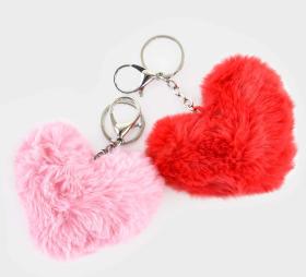Fluffig nyckelring - R&ouml;tt hj&auml;rta