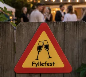Varningsskylt -fyllefest