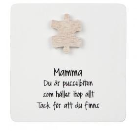 Trätavla med pusselbit -Mamma