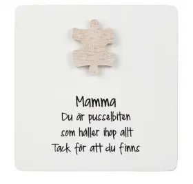 Trätavla med pusselbit -Mamma