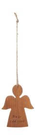 H&auml;ngande &auml;ngel i teak (Du &auml;r guld v&auml;rd)