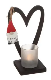 Ljush&aring;llare i tr&auml; med tomte -God Jul
