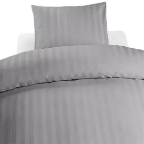 B&auml;ddset 2-delar hotellsatin (Ljusgr&aring;)