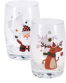 2-pack glas (jultomte/ren)