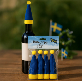 Buteljtopp Sverige 4-pack blå/gul