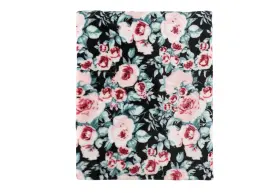 Pl&auml;d med blommor (Svart)