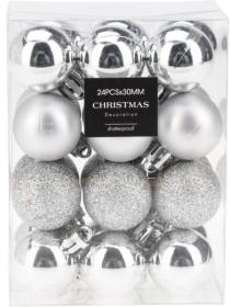 Julgranskulor 24-pack - Silver