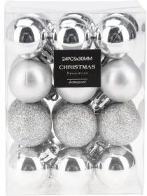 Julgranskulor 24-pack - Silver