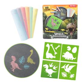 V&auml;gkritor med stenciler - Dinosaurie