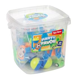 Burk med 35st sm&aring;leksaker -Bl&aring;