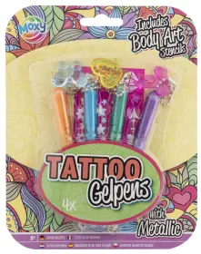 Tatuerings gelpennor i 4-pack - Metallic