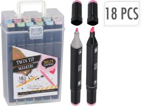Dubbelsidiga tuschpennor i 18-pack (Pastell)