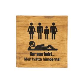 Toalettskylt -Tvätta händerna (träfärgad)