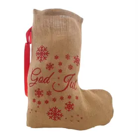 Julstrumpa i jute - God Jul