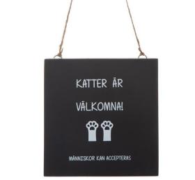 Trätavla -Katter är välkomna