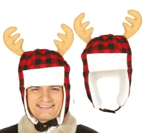 Rutig mössa med renhorn