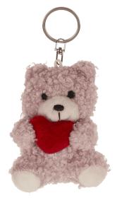 Nyckelring - Nalle med hj&auml;rta (rosa)