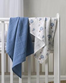 Muslinwrap Luftballong Bl&aring; 2st