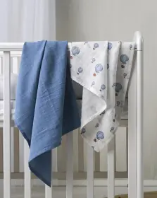 Muslinwrap Luftballong Bl&aring; 2st
