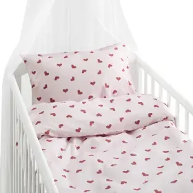 Bäddset Spjälsäng - Hjärtrud rosa