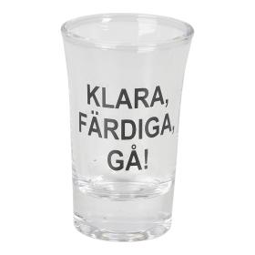 Snapsglas med text