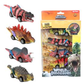 Pull back bilar i 4-pack -Dinosaurier