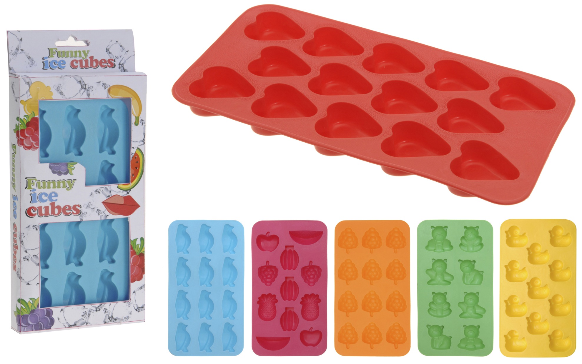 Iskubsform med motiv (Frukter (rosa))