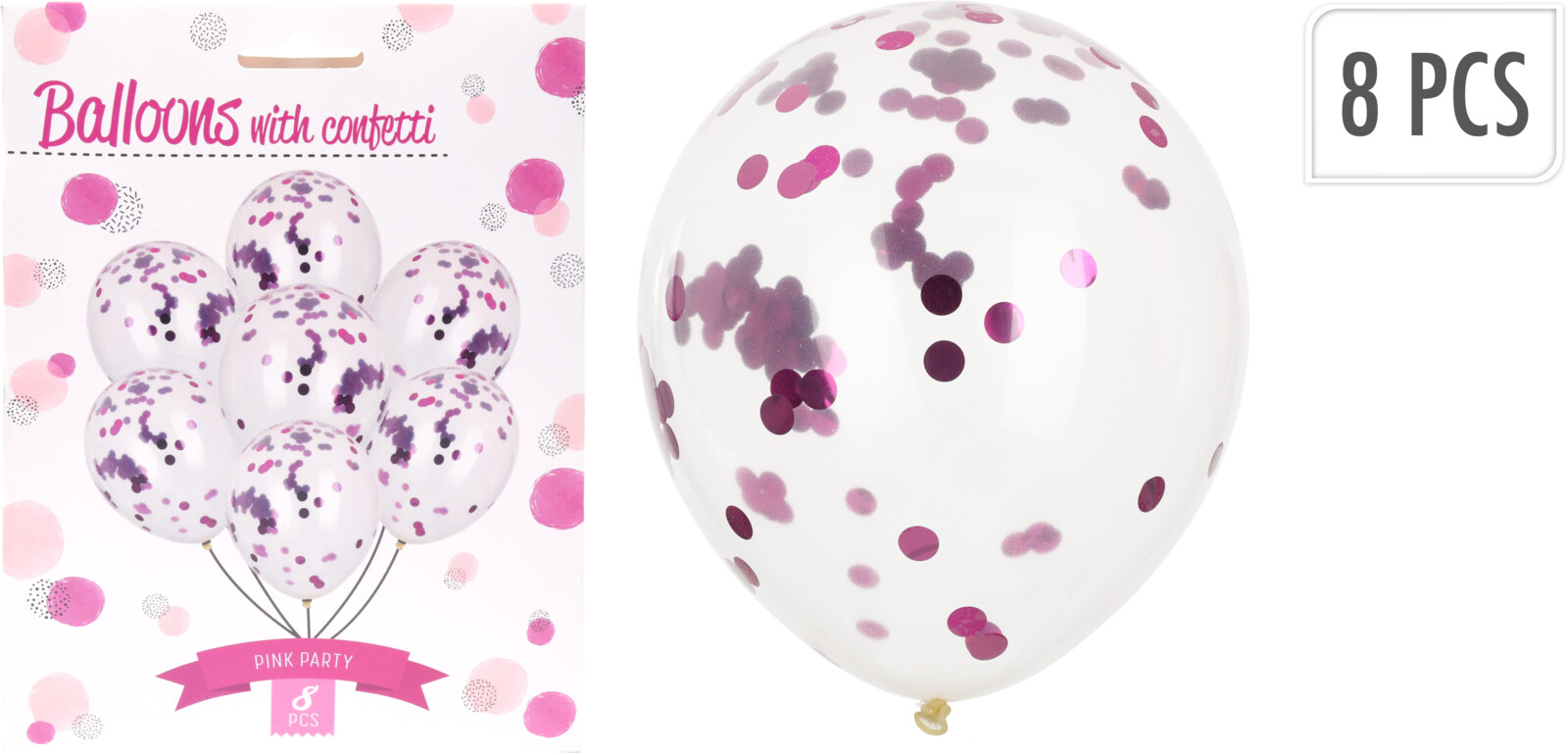 Ballonger med konfetti 8-pack (Rosa)