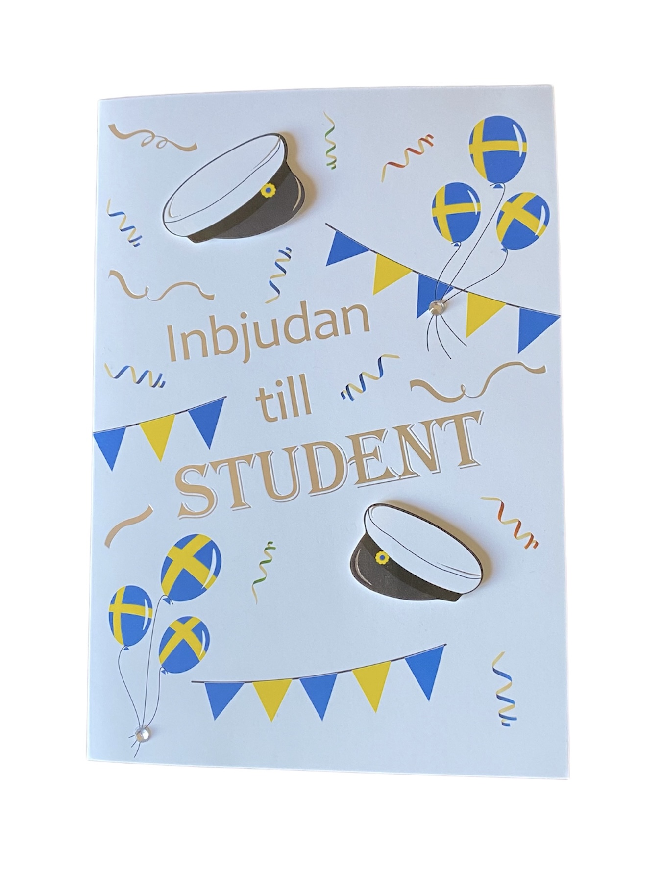 Inbjudningskort -student (Studentmössor)
