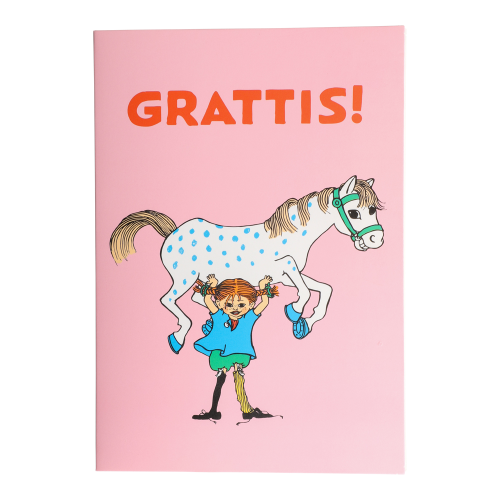 Födelsedagskort "Grattis" - Pippi Långstrump