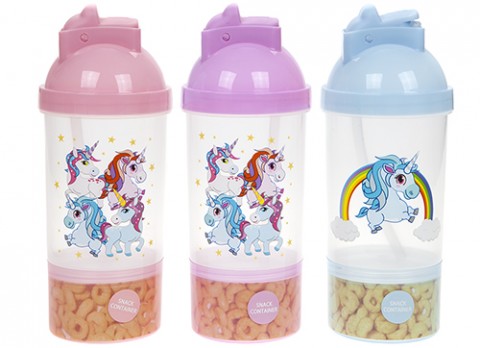 Unicorn-mugg med behållare för snacks (Rosa)