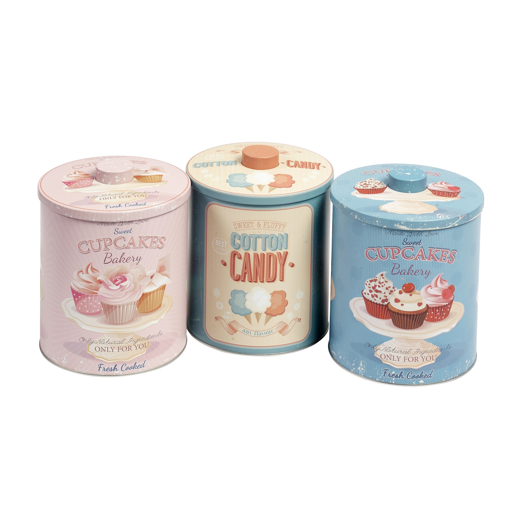Plåtburk med lock (Blå/Beige Cotton Candy)