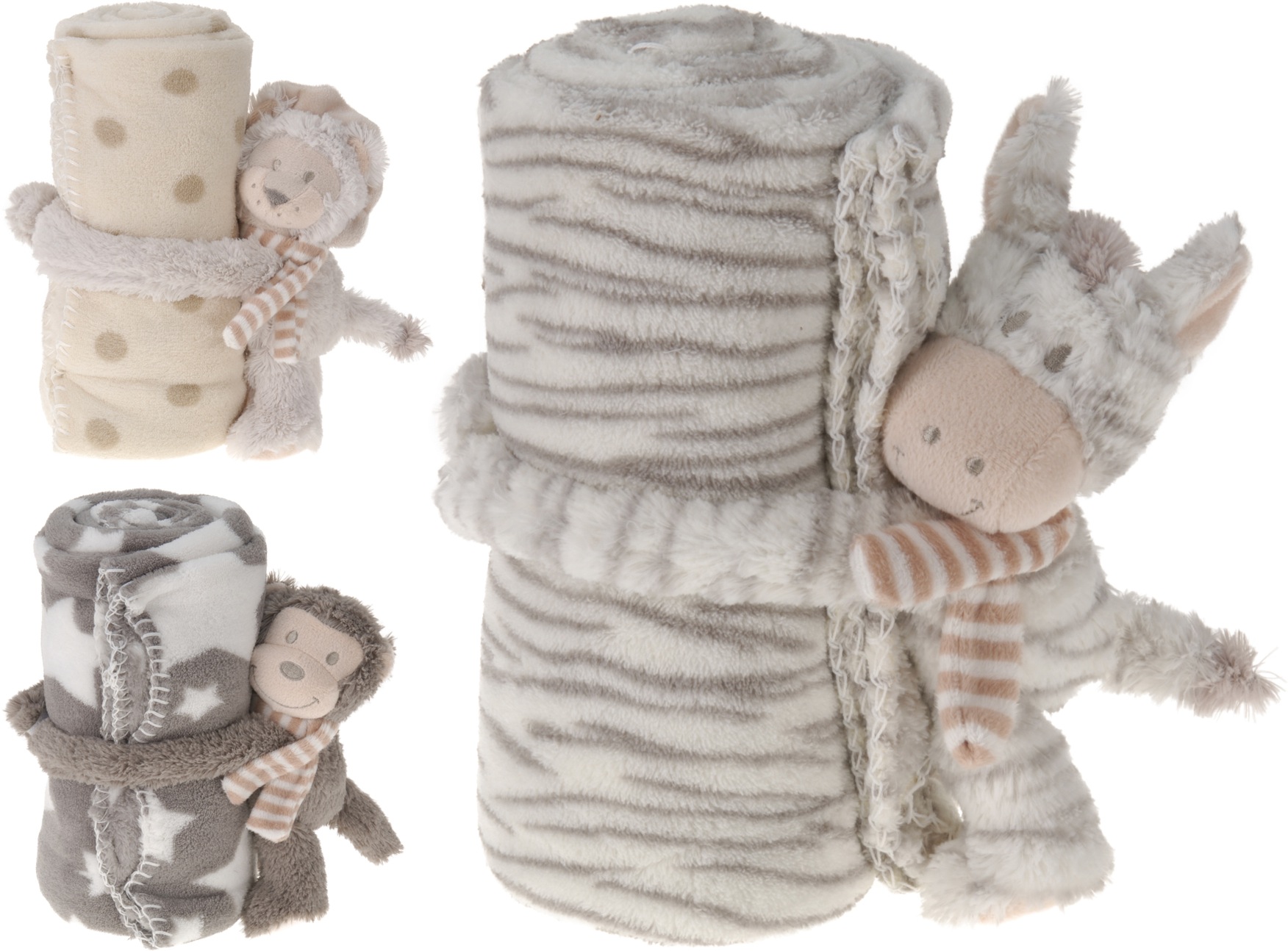 Barnfilt med gosedjur (randig)