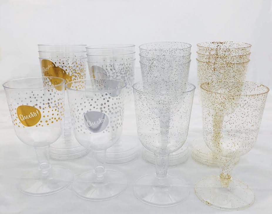Champagneglas i plast 4-pack (Silverglitter)