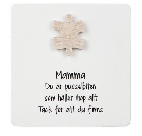 Trätavla med pusselbit -Mamma